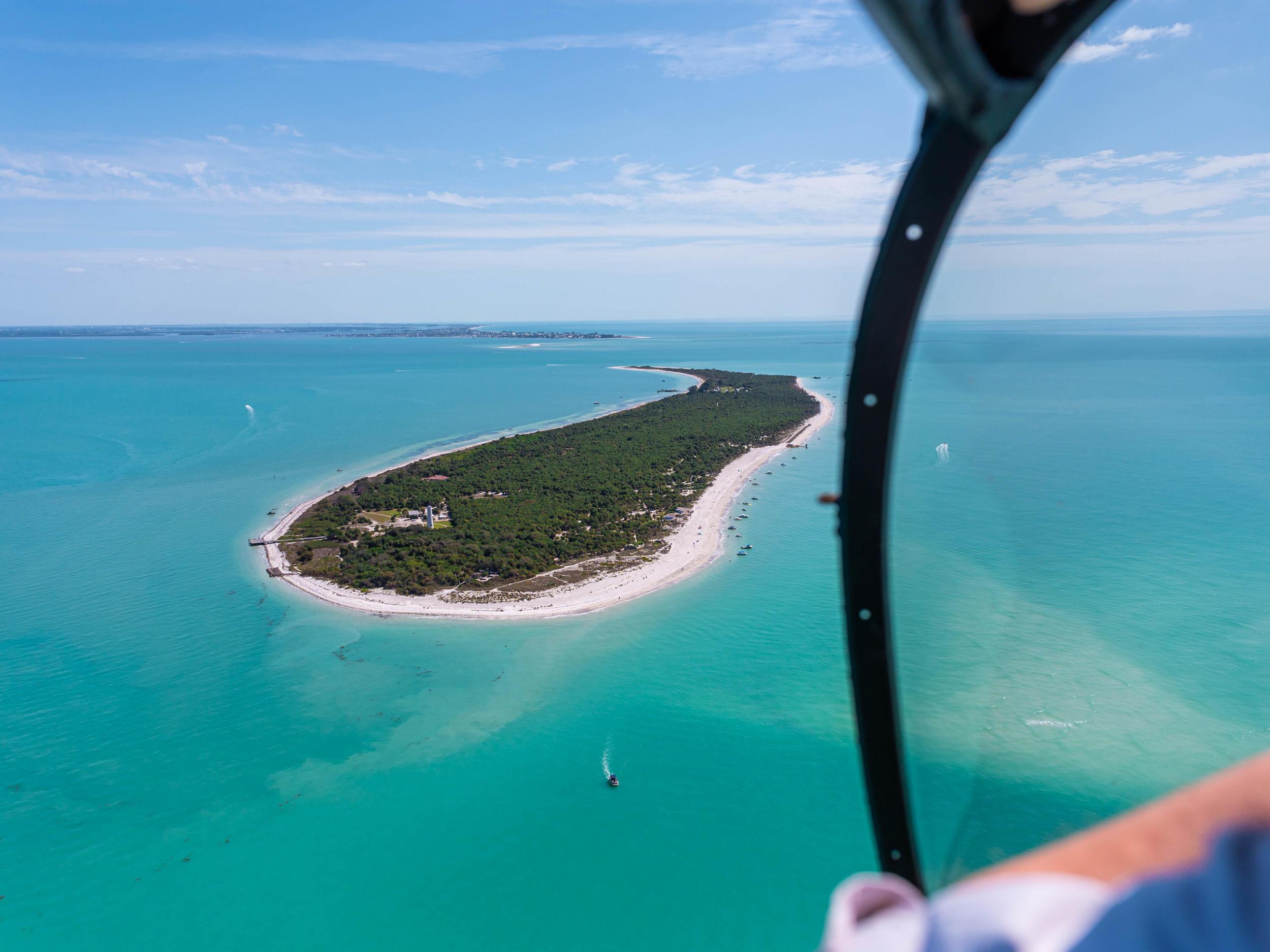 a view of Egmont Key from a helicopter ride