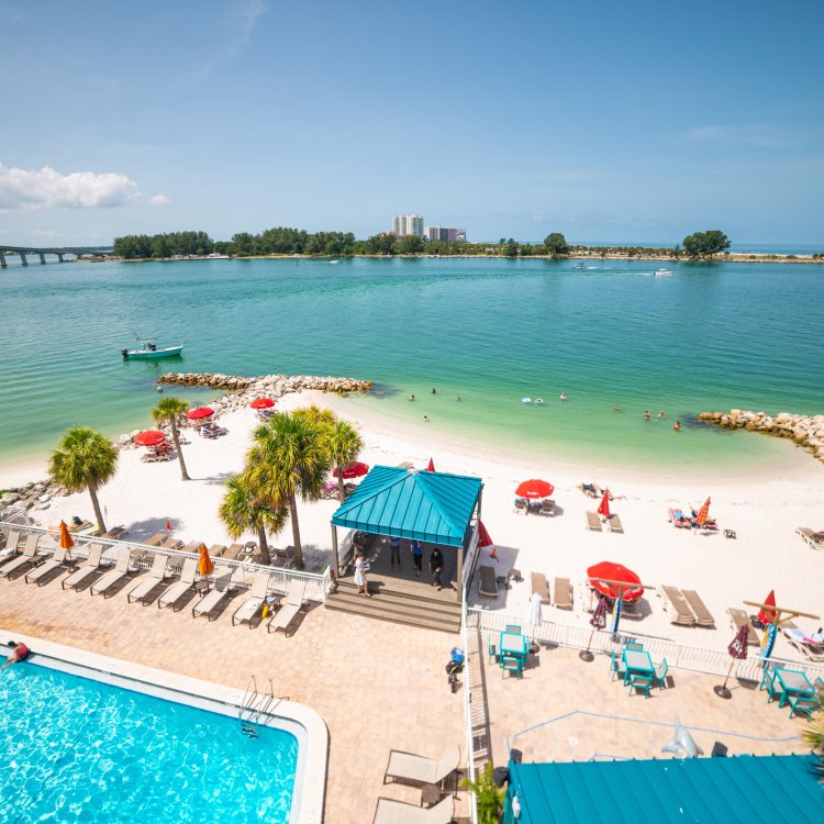 An overview of pool and beachfront of Dolphin Sands