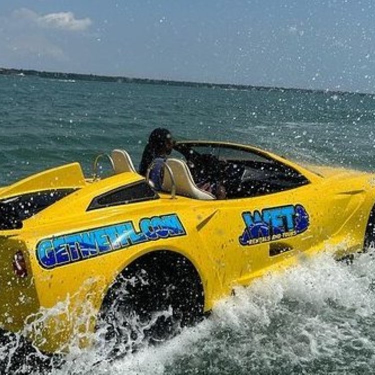 a jetcar enters the gulf in Clearwater, FL