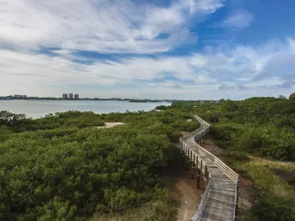 Aerial view of Boca Ciega Park boardwalk in Seminole