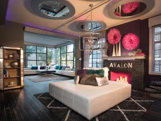 An interior shot of the lobby at the Avalon Hotel