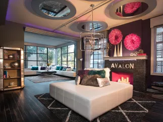 An interior shot of the lobby at the Avalon Hotel