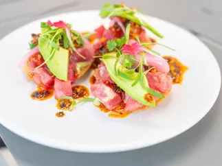 an artful plate of food at Wild Child in St. Pete