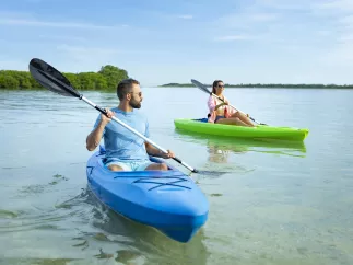 two kayakers paddling near Fort De Soto