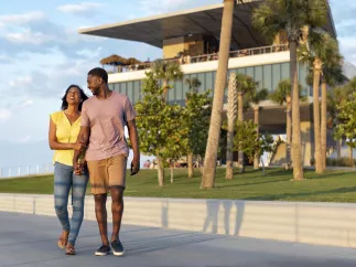 Couple walks on St. Pete Pier