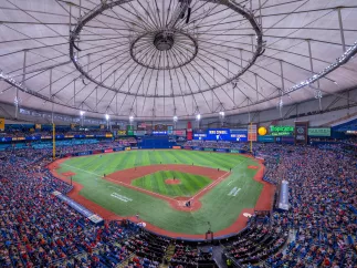 a view of Tropicana Field from high up in the stands