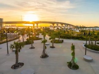 An aerial photo of Coachman Park in Clearwater Florida