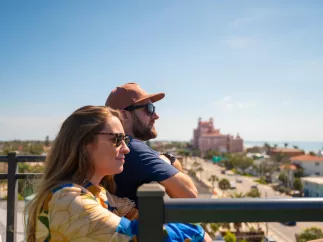 A couple out at Hotel Zamora's rooftop