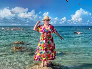 woman standing in ocean