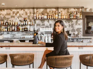 woman at rooftop bar