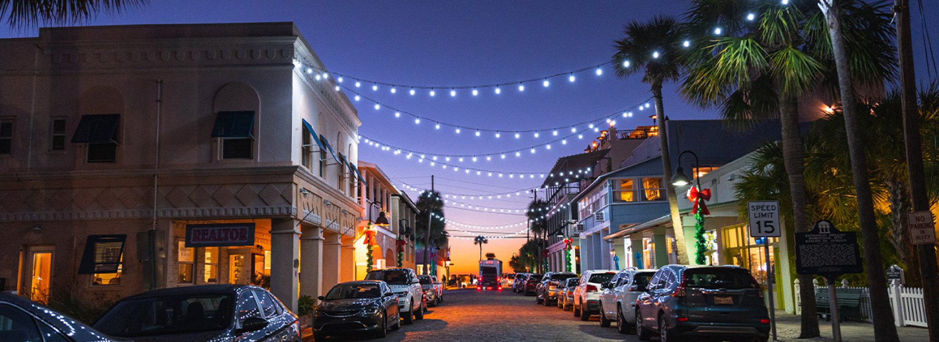 Pass-a-Grille downtown at dusk