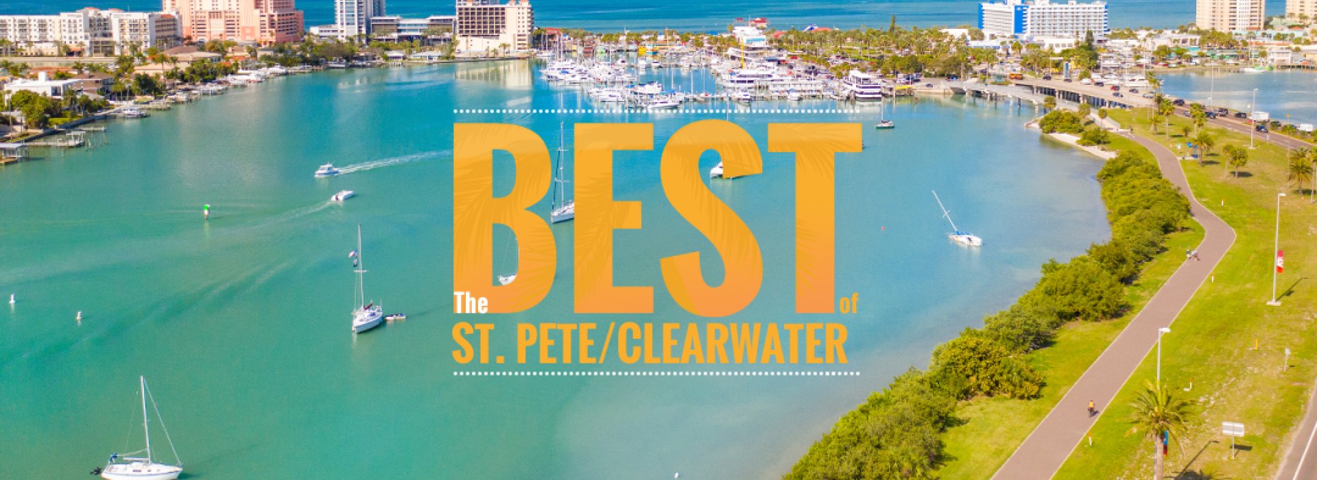 A view of Clearwater's Causeway Blvd. with the Best Of St. Pete/Clearwater logo in it.