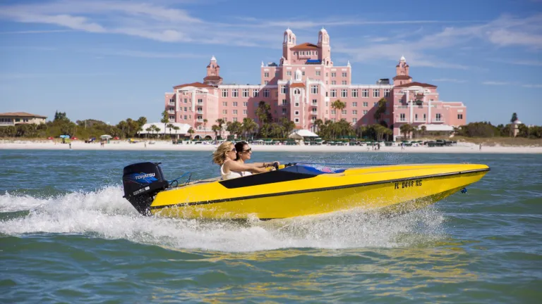 Couple on a Speed Boat Tour near the Don CeSar Hotel
