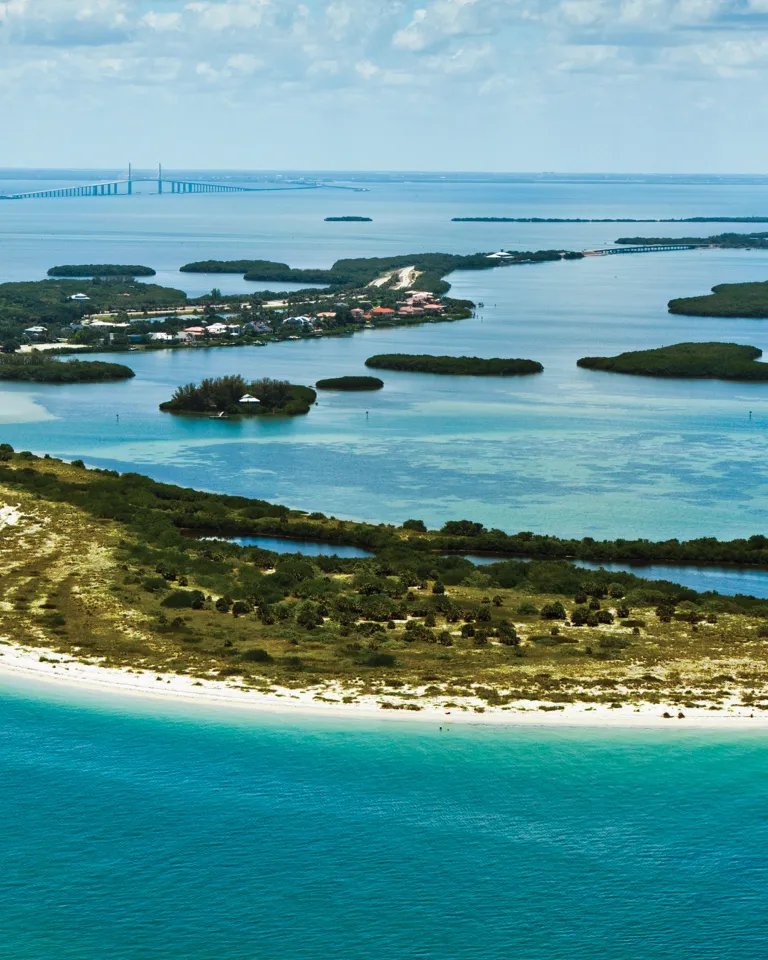 An aerial view of Tierra Verde and Fort de Soto Park