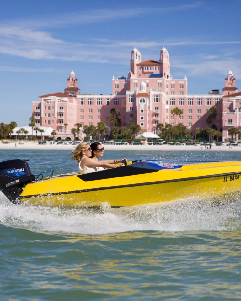 Couple on a Speed Boat Tour near the Don CeSar Hotel