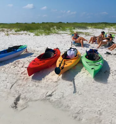 Kayakers taking a break in Caladesi Island.