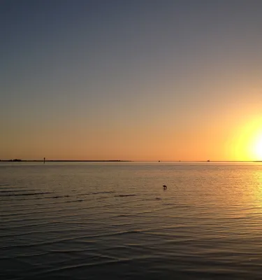 A beautiful sunset over the Gulf of Mexico in Honeymoon Island State Park.