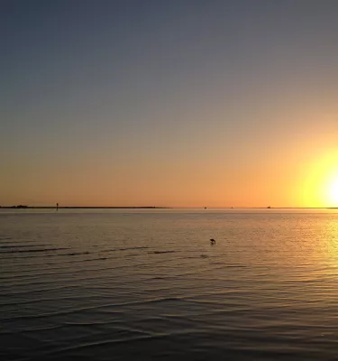 A beautiful sunset over the Gulf of Mexico in Honeymoon Island State Park.