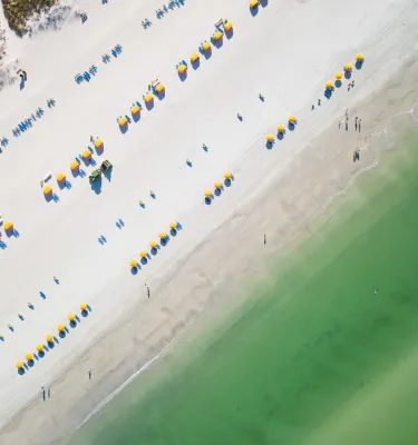 An overhead shot of St. Pete Beach from a drone March 2021