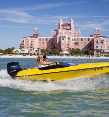Couple on a Speed Boat Tour near the Don CeSar Hotel