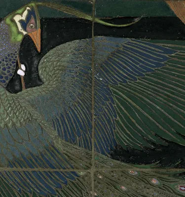 Eine handbemalte Tafel aus der American Arts and Crafts Movement.