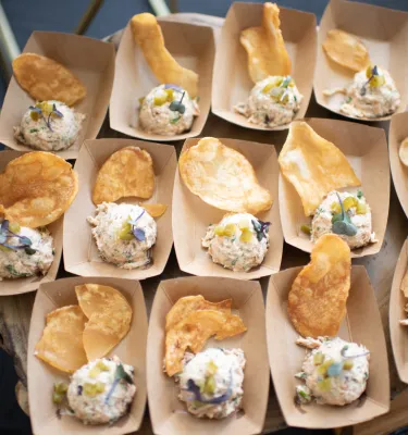 Close up on a tray of food