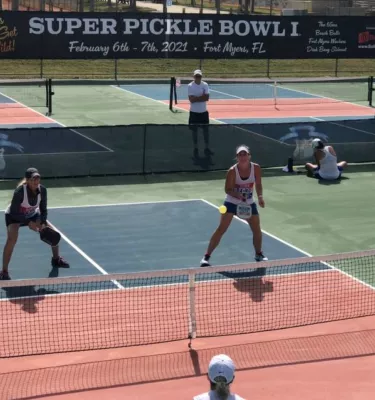 People playing pickleball