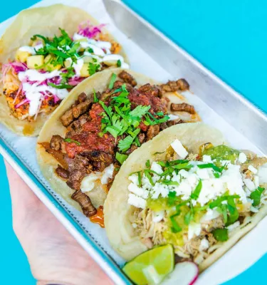Three tacos from Casita Taqueria
