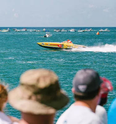 Clearwater Offshore Nationals boat racing as a crowd looks on