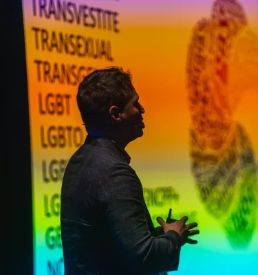 An LGBT Speaker at a meeting