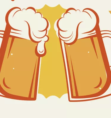 Brewfest website graphic of beers clinking