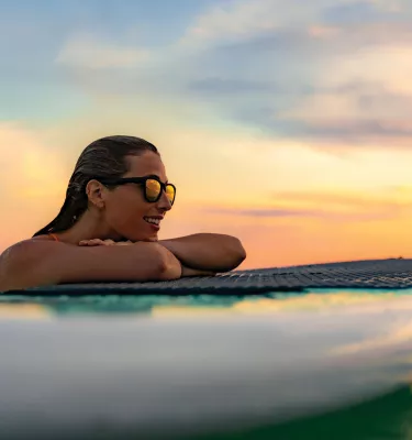 A woman on a paddleboard in the water
