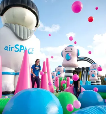 Inflatable air space characters at Bounce the Mall event in St. Pete.