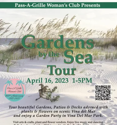 Gardens by the Sea Tour event flyer poster with details.