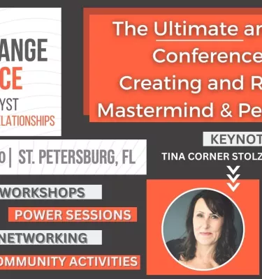 2023 Live Exchange Conference event flyer poster featuring event details on an orange background.