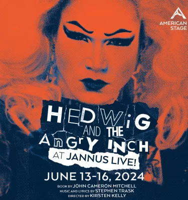 Hedwig and the Angry Inch Summer 2024 show event flyer poster featuring a transgender female on the poster.