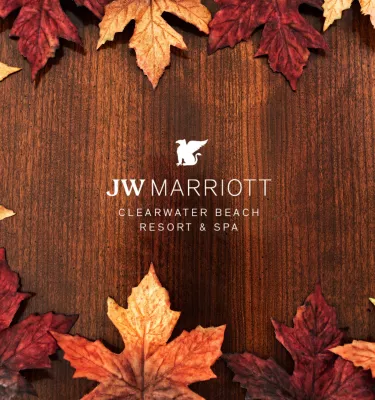 JW Marriott Clearwater Beach fall leaves promotion poster.