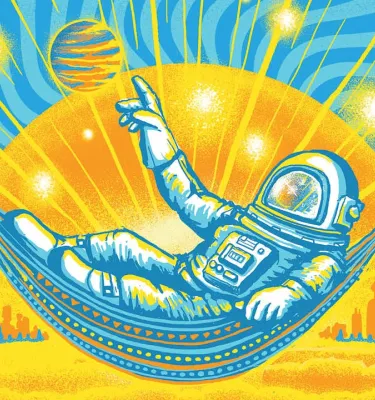 O.A.R. Florida Tour band poster featuring an astronaut laying in a hammock. 