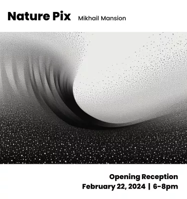Nature Prix opening reception event flyer poster featuring a black and white image.