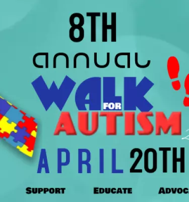 8th Annual Walk for Autism event flyer poster.