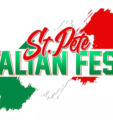 St. Pete Italian Festival event flyer poster featuring colors of the Italian flag: green, red and white.