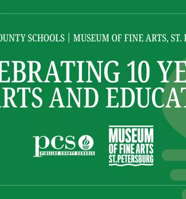 MFA celebrating 10 years of arts and education event flyer poster.