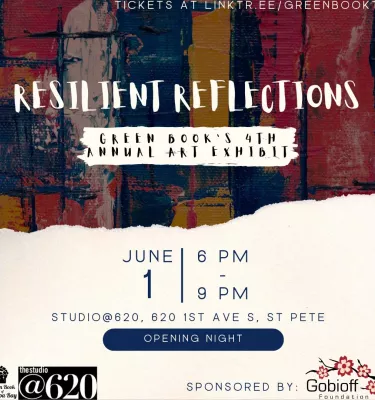 Resilient Reflections Exhibit event flyer poster.