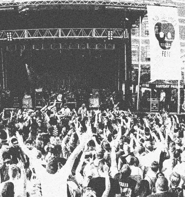 Sad Summer Festival black and white photo featuring a crowd of people.