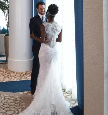 Bride and groom at the Wyndham Grand Resort