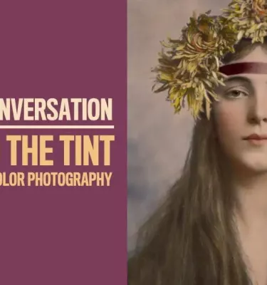 Artful conversation featuring a woman with a leaf crown.