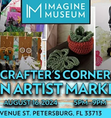 Crafters Corner Market at Imagine Museum event flyer poster.