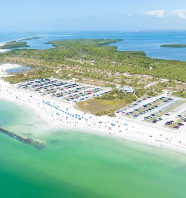 Aerial view of Honeymoon Island State Park on a sunny day