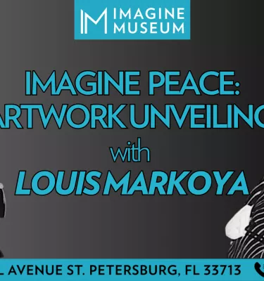 Imagine Peace artwork unveiling event flyer poster featuring two renowned artists.
