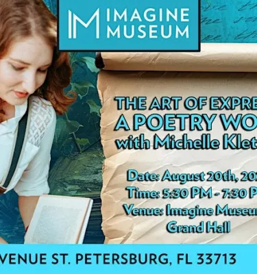 Poetry workshop event flyer poster.